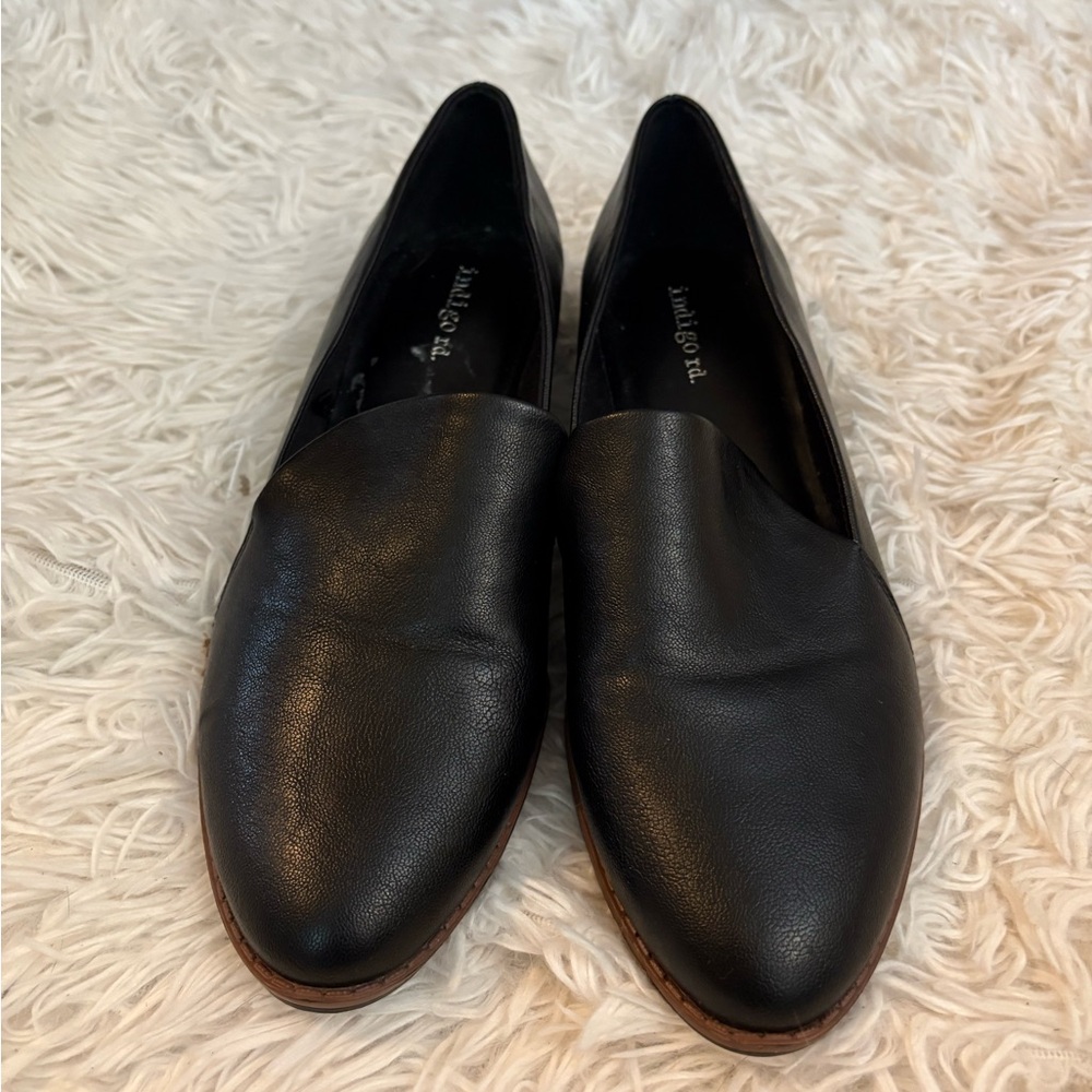 Indigo Rd 8.5 Women’s Shoes Black Faux Leather Slip On Closed Toe Loafer